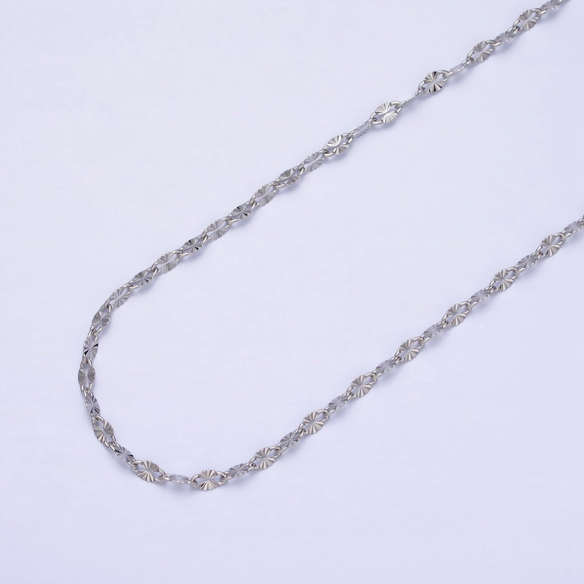 Stainless Steel Sunburst Link 2.3mm Designed Unfinished Chain in Gold & Silver | ROLL-1350 ROLL-1351 Clearance Pricing - DLUXCA