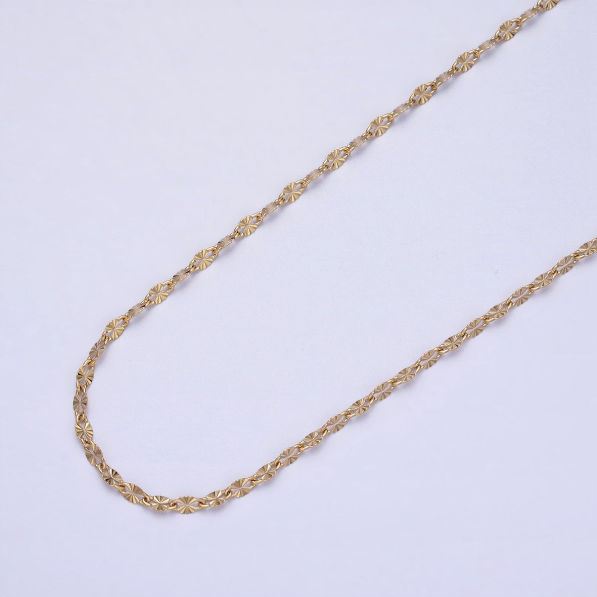 Stainless Steel Sunburst Link 2.3mm Designed Unfinished Chain in Gold & Silver | ROLL-1350 ROLL-1351 Clearance Pricing - DLUXCA