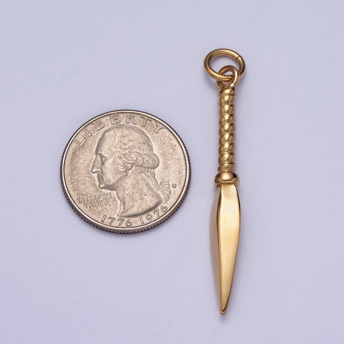 Stainless Steel Thin Weapon Knife Dagger Charm in Gold & Silver J-463 J-464 - DLUXCA