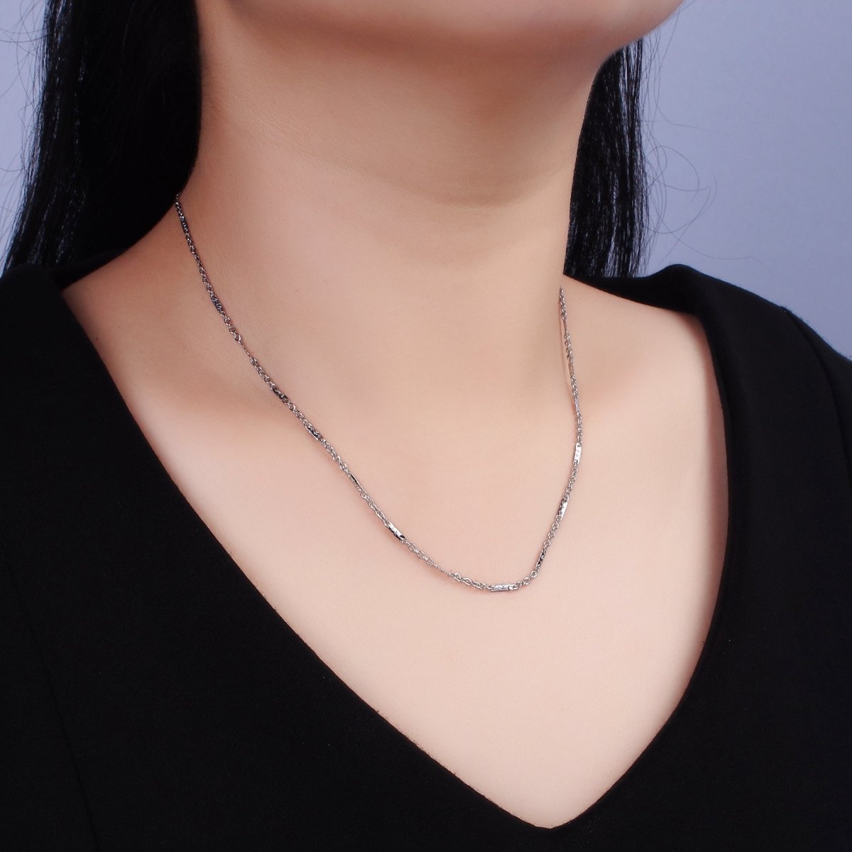 Stainless Steel Tube Chain Necklace Dainty 0.8mm Cable Chain Jewelry Making 19.69 inch Women Necklace | WA-2114 Clearance Pricing - DLUXCA