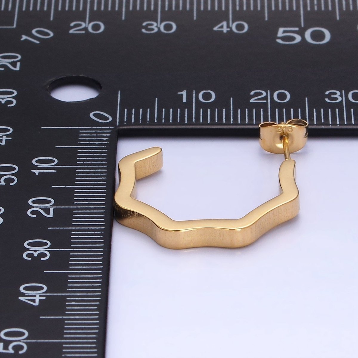 Stainless Steel Wavy Geometric C-Shaped Hoop Earrings in Gold & Silver | AB1376 AB1377 - DLUXCA