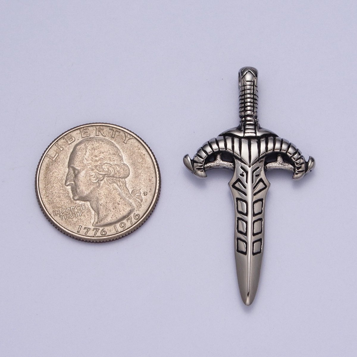 Stainless Steel Weapon Dagger Knife Sword Statement Pendant J-392 - DLUXCA