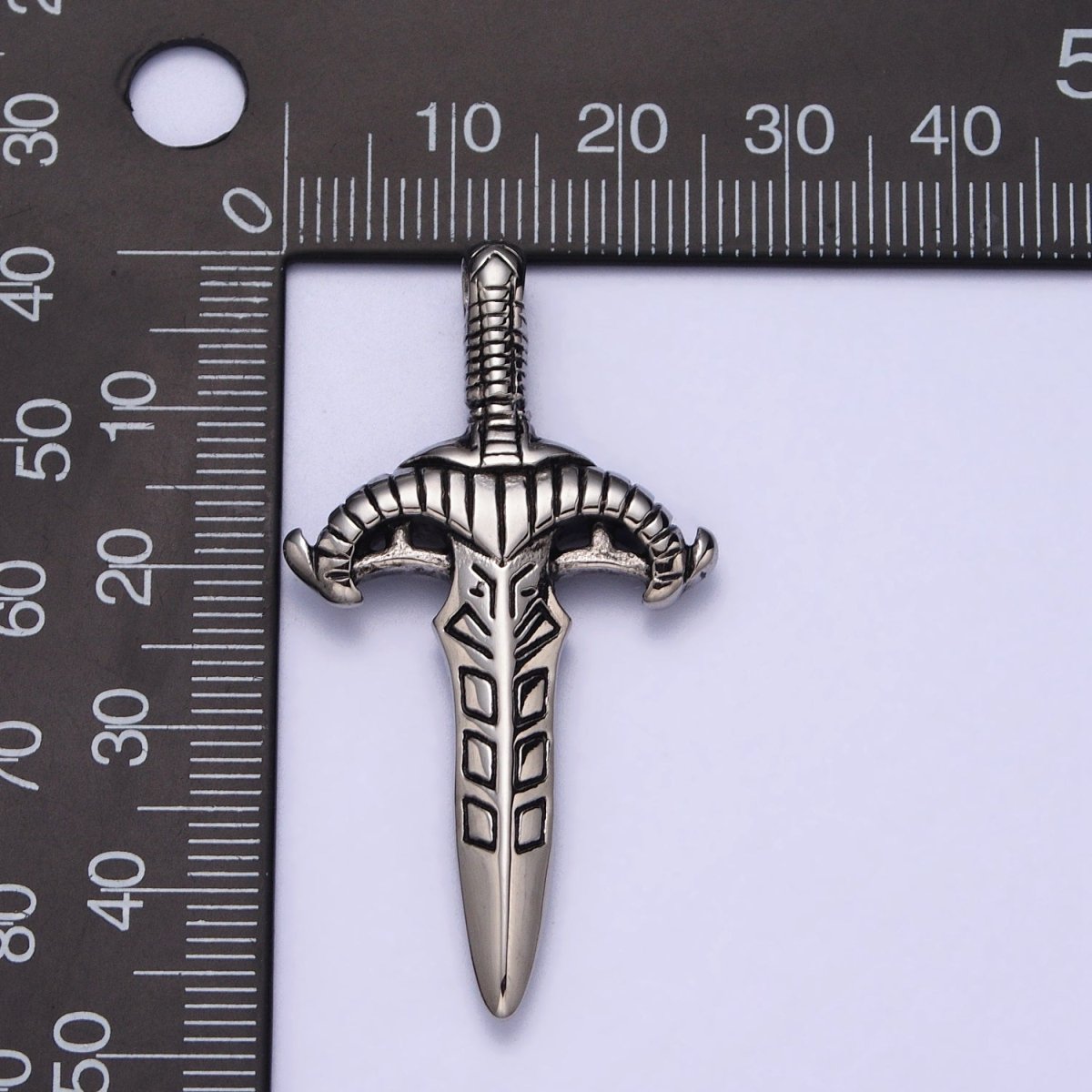 Stainless Steel Weapon Dagger Knife Sword Statement Pendant J-392 - DLUXCA