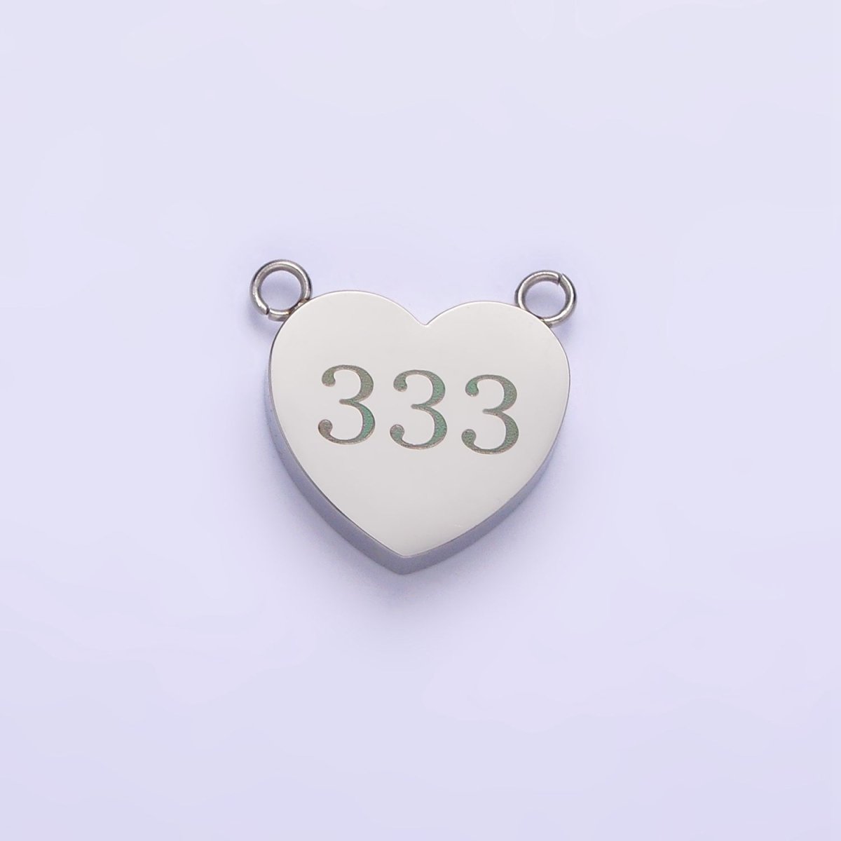 Stainless Steel White Gold Filled Angel Number Numerology Engraved Heart Connector | P557~P565 - DLUXCA