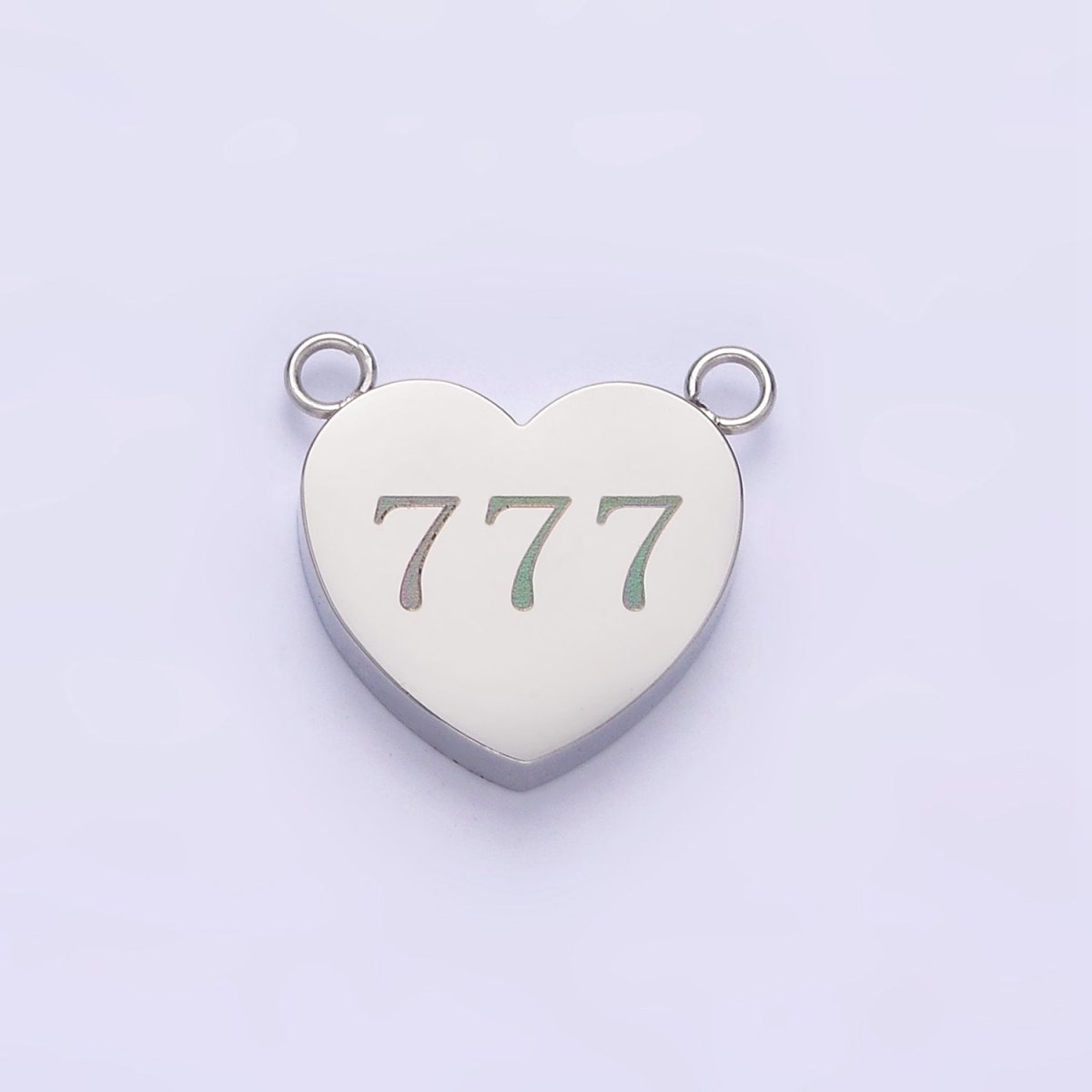 Stainless Steel White Gold Filled Angel Number Numerology Engraved Heart Connector | P557~P565 - DLUXCA