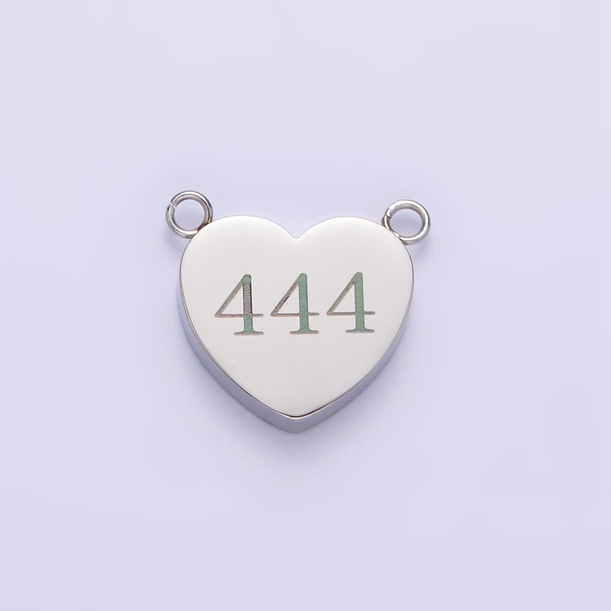 Stainless Steel White Gold Filled Angel Number Numerology Engraved Heart Connector | P557~P565 - DLUXCA