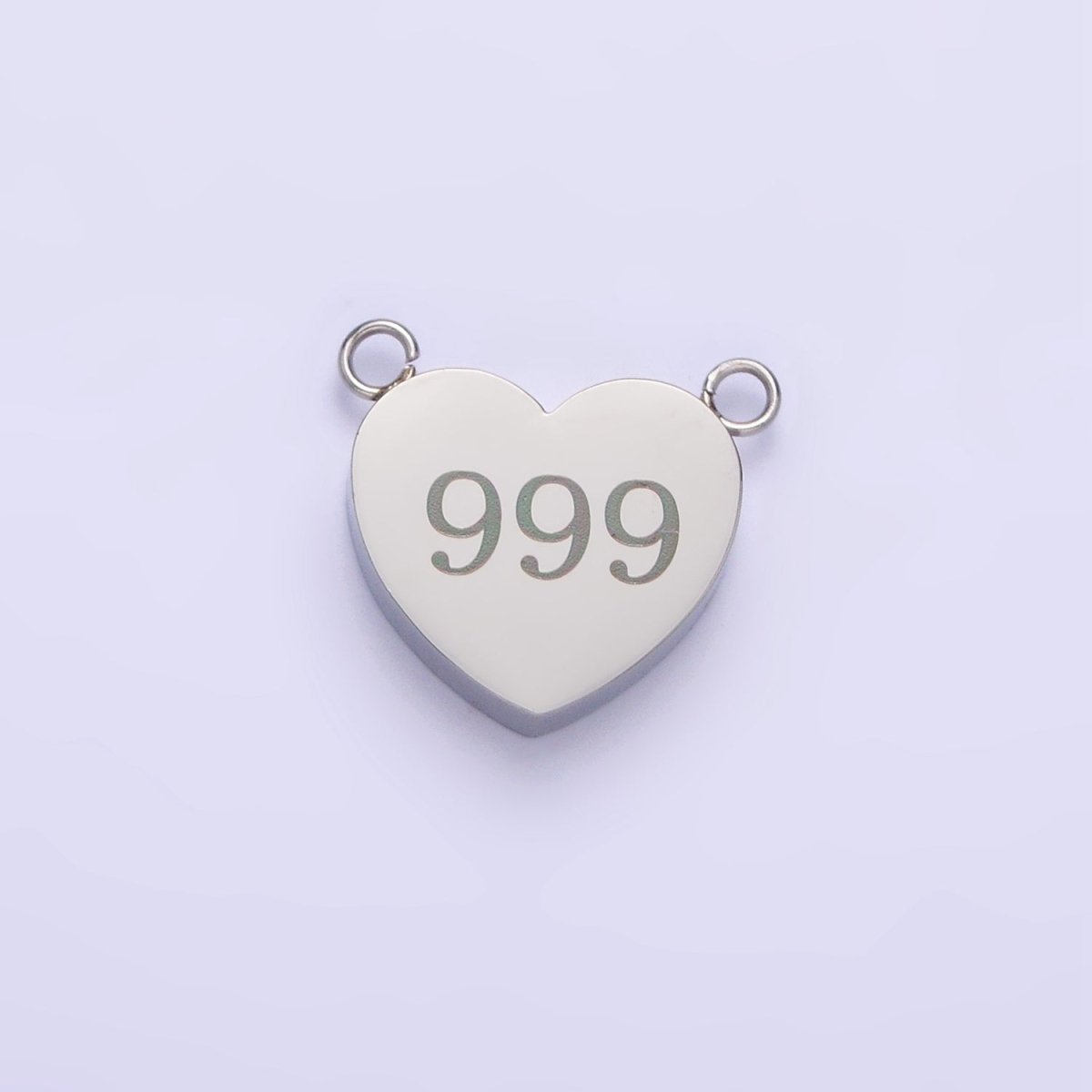 Stainless Steel White Gold Filled Angel Number Numerology Engraved Heart Connector | P557~P565 - DLUXCA