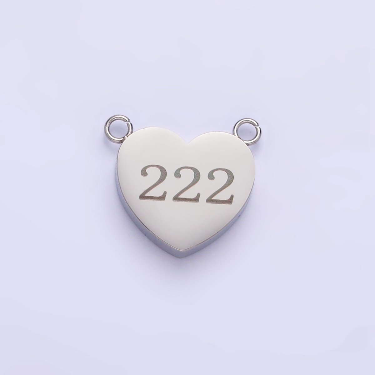 Stainless Steel White Gold Filled Angel Number Numerology Engraved Heart Connector | P557~P565 - DLUXCA