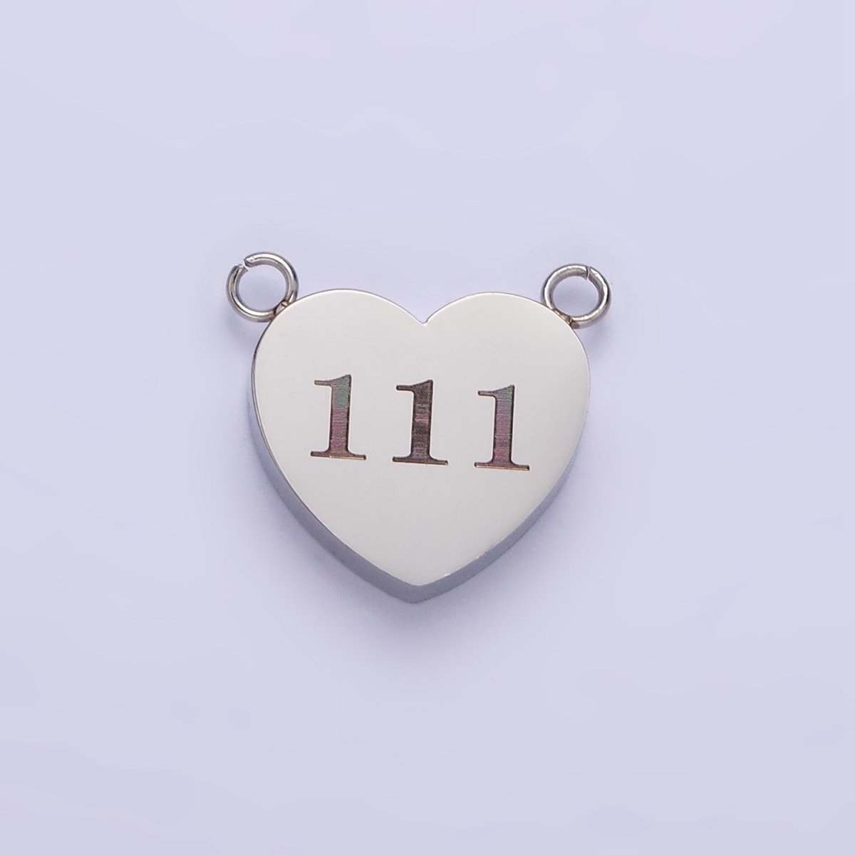 Stainless Steel White Gold Filled Angel Number Numerology Engraved Heart Connector | P557~P565 - DLUXCA