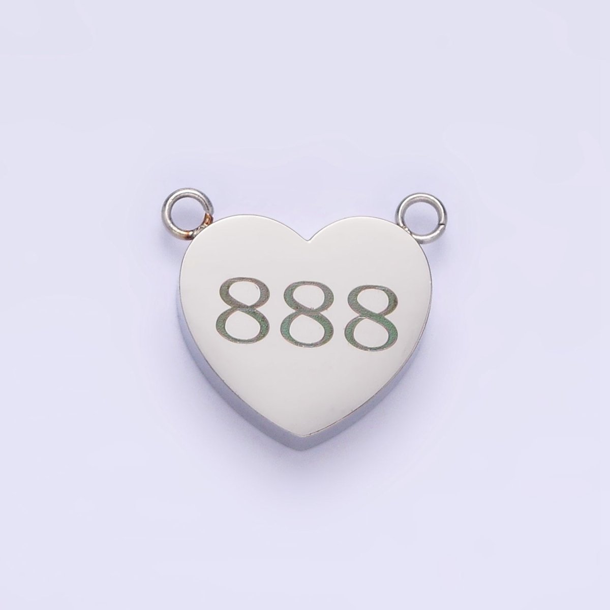 Stainless Steel White Gold Filled Angel Number Numerology Engraved Heart Connector | P557~P565 - DLUXCA