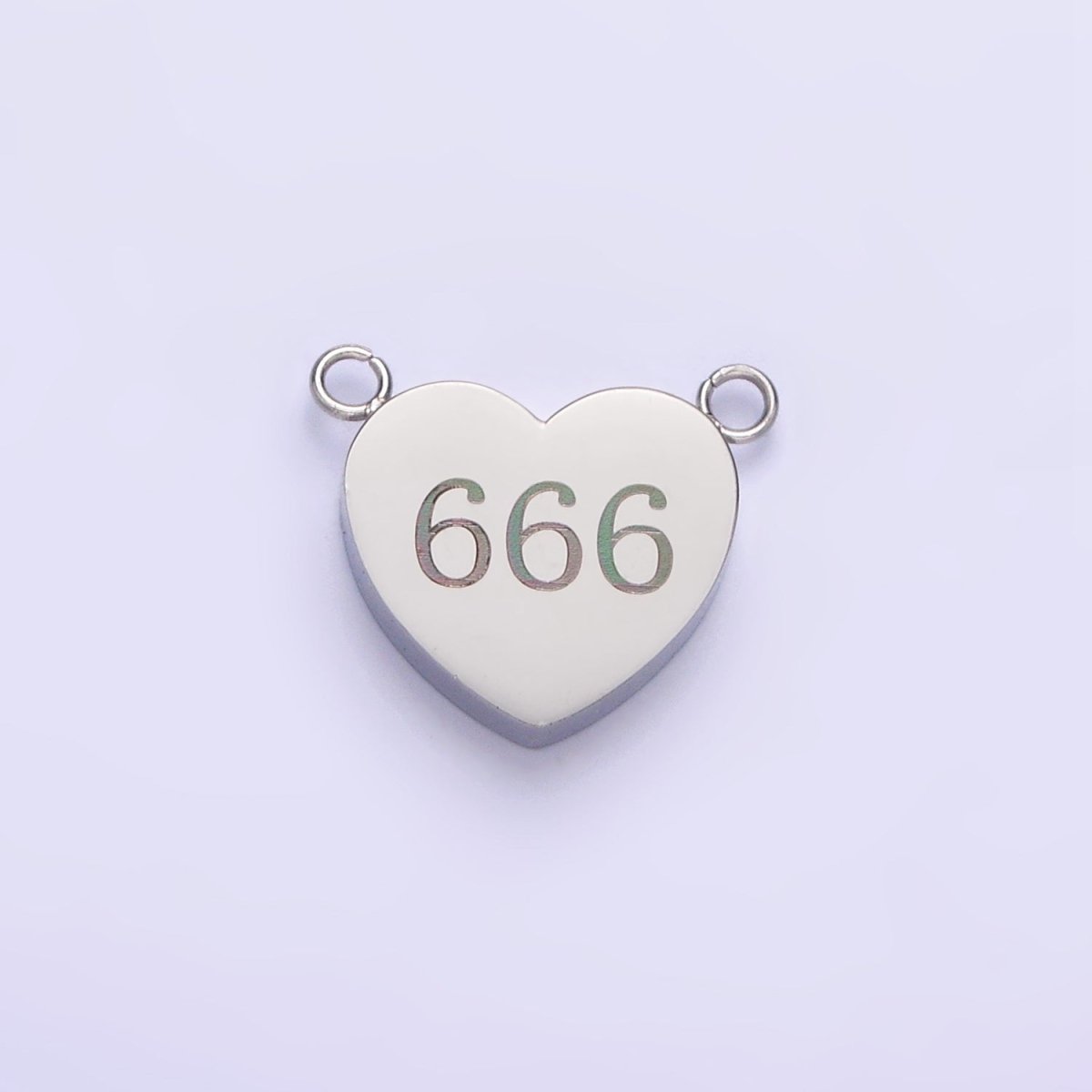 Stainless Steel White Gold Filled Angel Number Numerology Engraved Heart Connector | P557~P565 - DLUXCA