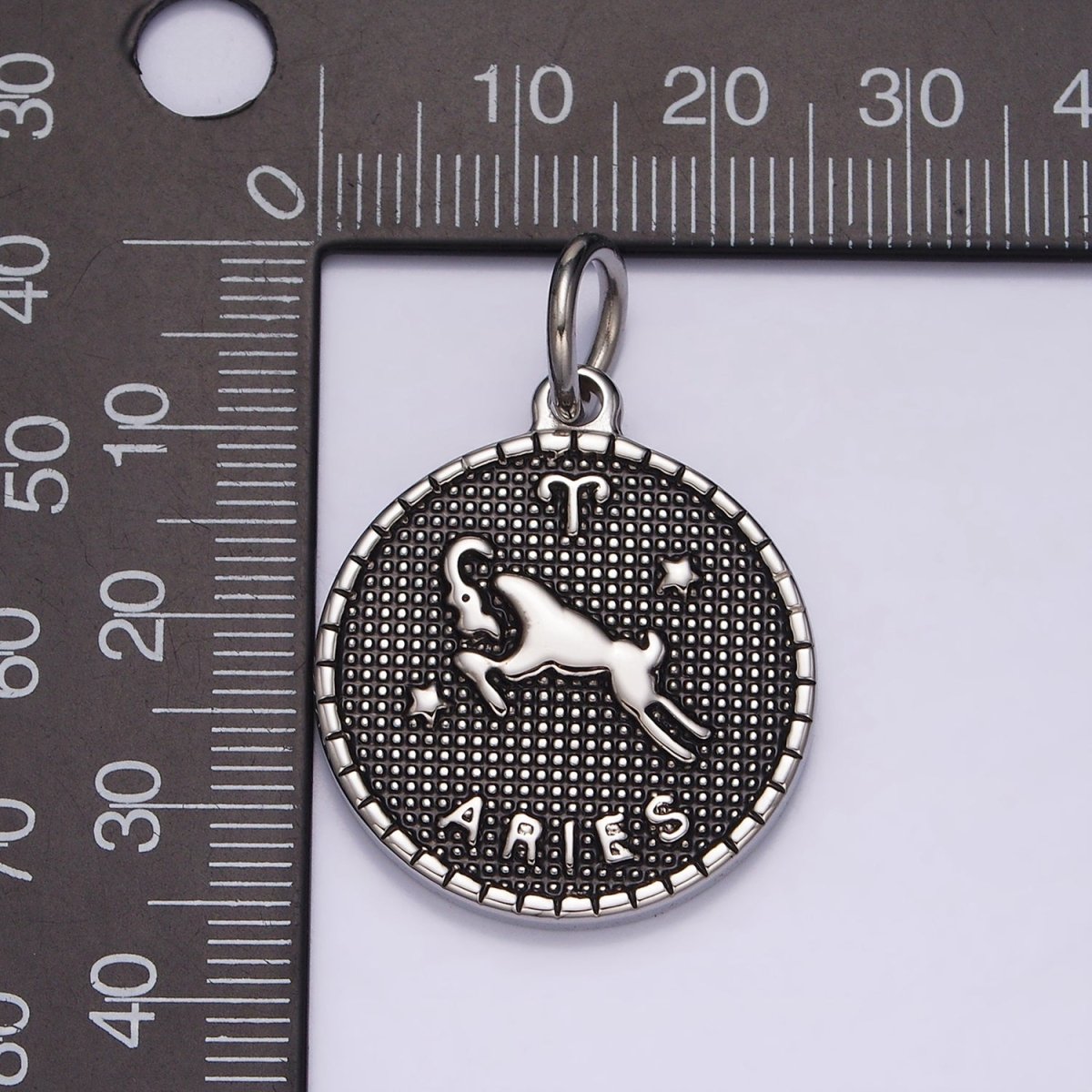 Stainless Steel Zodiac Astrological Sign Birth Star Constellation Dotted Round Silver Charm | A1229~A1234 - DLUXCA