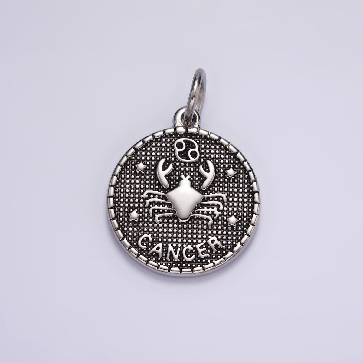 Stainless Steel Zodiac Astrological Sign Birth Star Constellation Dotted Round Silver Charm | A1229~A1234 - DLUXCA