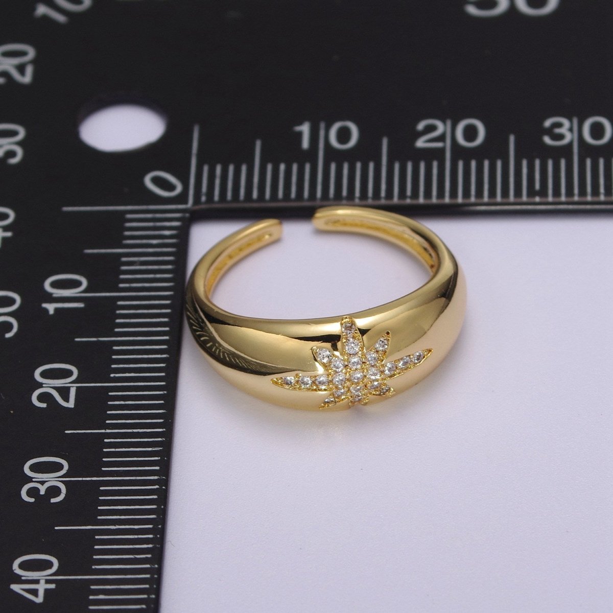 Star Dome Ring, Adjustable Gold Ring, Chunky Ring, Stackable Ring for Statement Jewelry Birthday Gift Idea for Her woman ring S-169 - DLUXCA