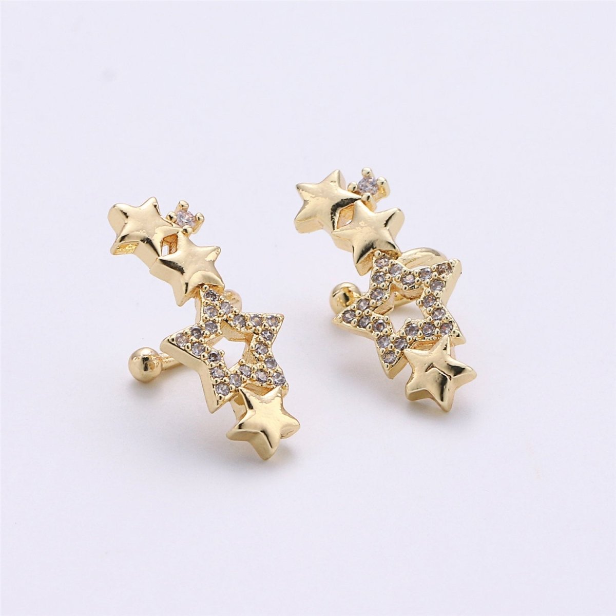 Star Ear Cuff No Piercing • Gold Filled ear cuff • conch cuff • fake helix piercing • Star earring crawler • cartilage cuff K-155 - DLUXCA