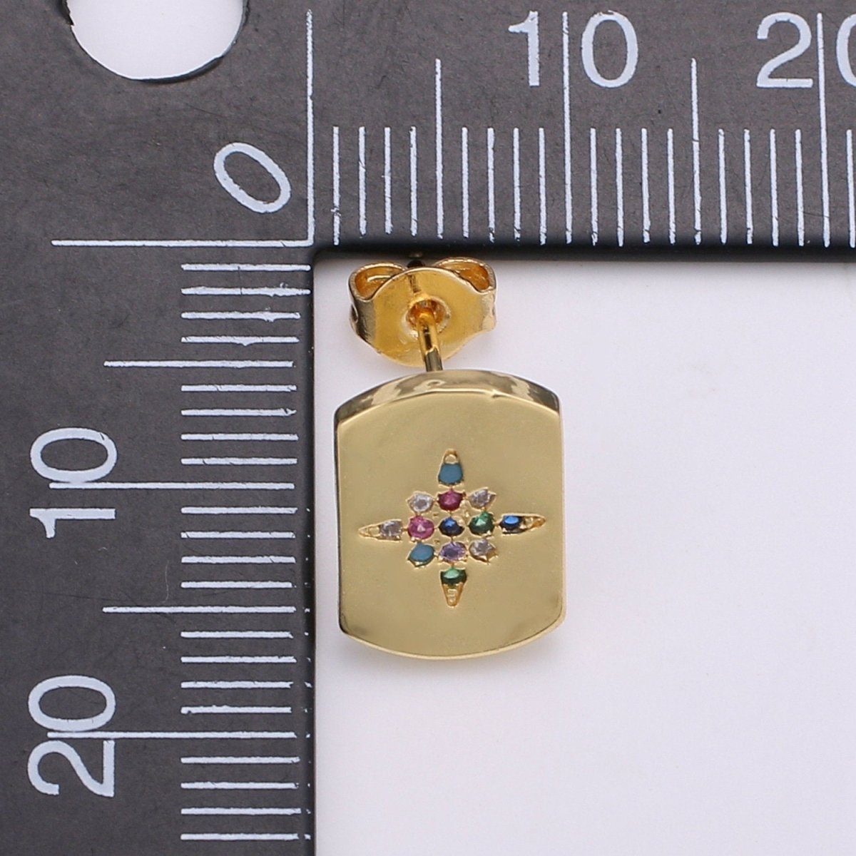 Starburst Stud Earring | Gold Star Earring | North Star Stud Earring With Cubic Zirconia 14k Gold Filled Q-299 - DLUXCA