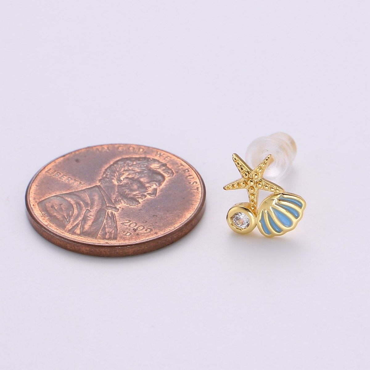 Starfish Ocean Under the Sea Stud Earring with Cz stone Q-378 Q-379 - DLUXCA