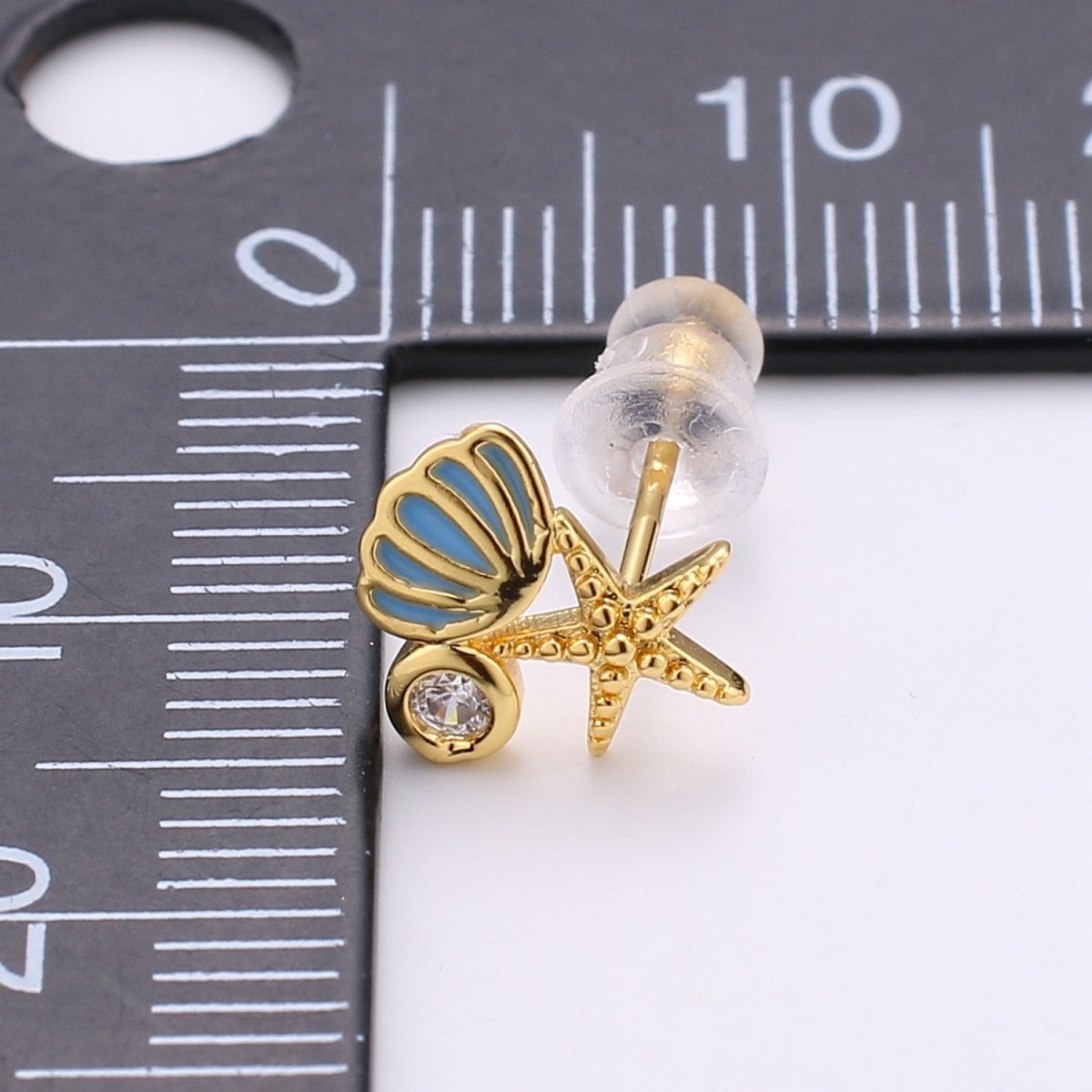 Starfish Ocean Under the Sea Stud Earring with Cz stone Q-378 Q-379 - DLUXCA