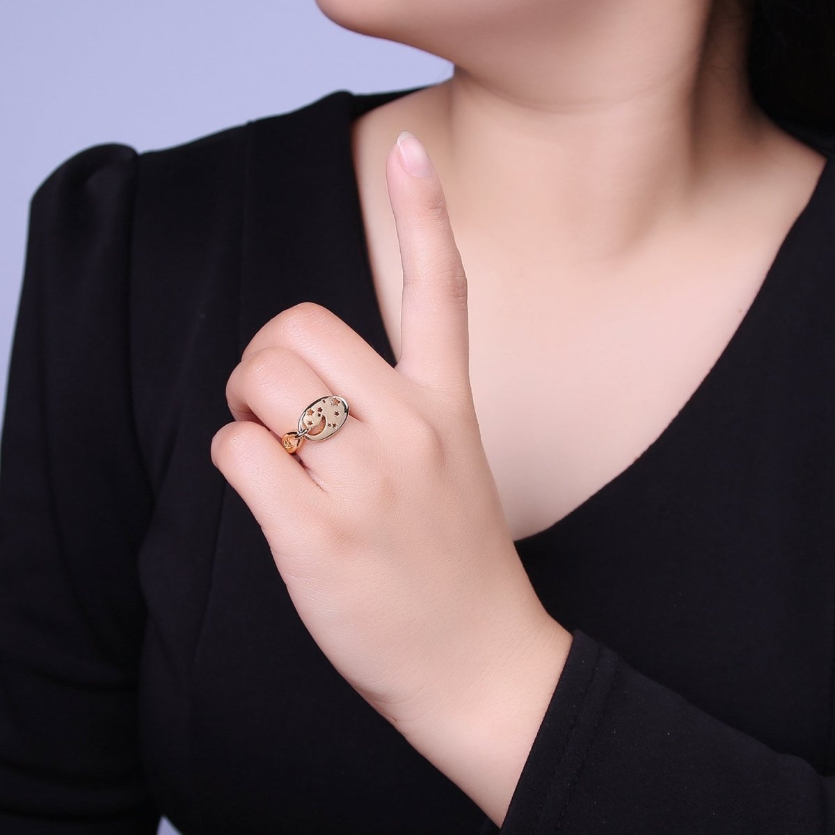 Stargazer Rings For Women • Dainty Star ring Celestial jewelry • statement ring O-2075 - DLUXCA