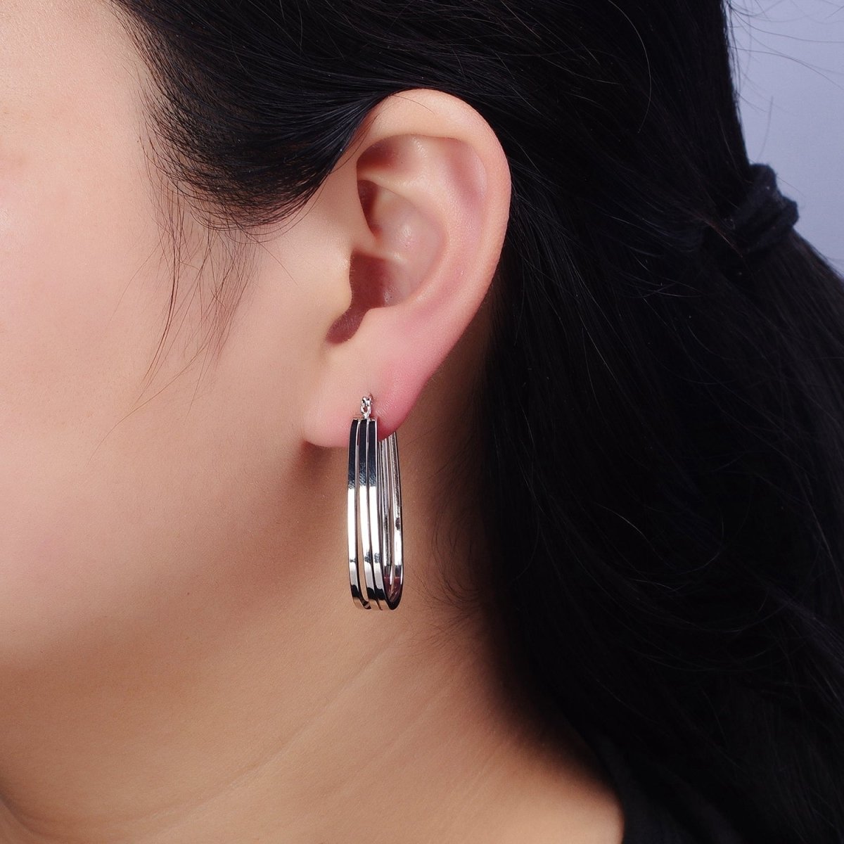 Statement Oval Hoop Earrings, Chunky Gold Hoop Earrings, Oval Gold Hoop Earrings, Modern Hoop Earrings AD1004 AD1005 - DLUXCA