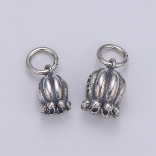 Sterling Silver Bell Shaped Flower charm 925 Silver Flower Charm Silver Enamel Charm Pendant, Mini charm necklace, SL-057 SL-058 - DLUXCA