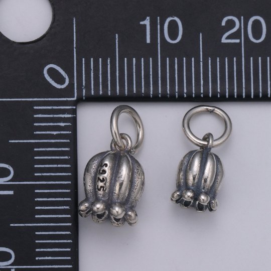 Sterling Silver Bell Shaped Flower charm 925 Silver Flower Charm Silver Enamel Charm Pendant, Mini charm necklace, SL-057 SL-058 - DLUXCA