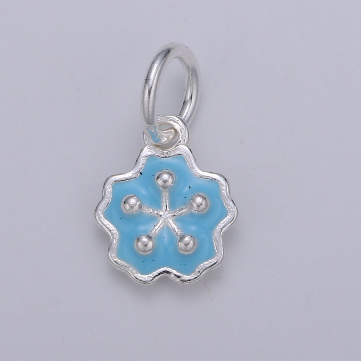 Sterling Silver Flower Charm Baby Blue Pink Flower Charm Dainty Silver Charm 925 Sterling Silver Charm SL-009 SL-010 - DLUXCA