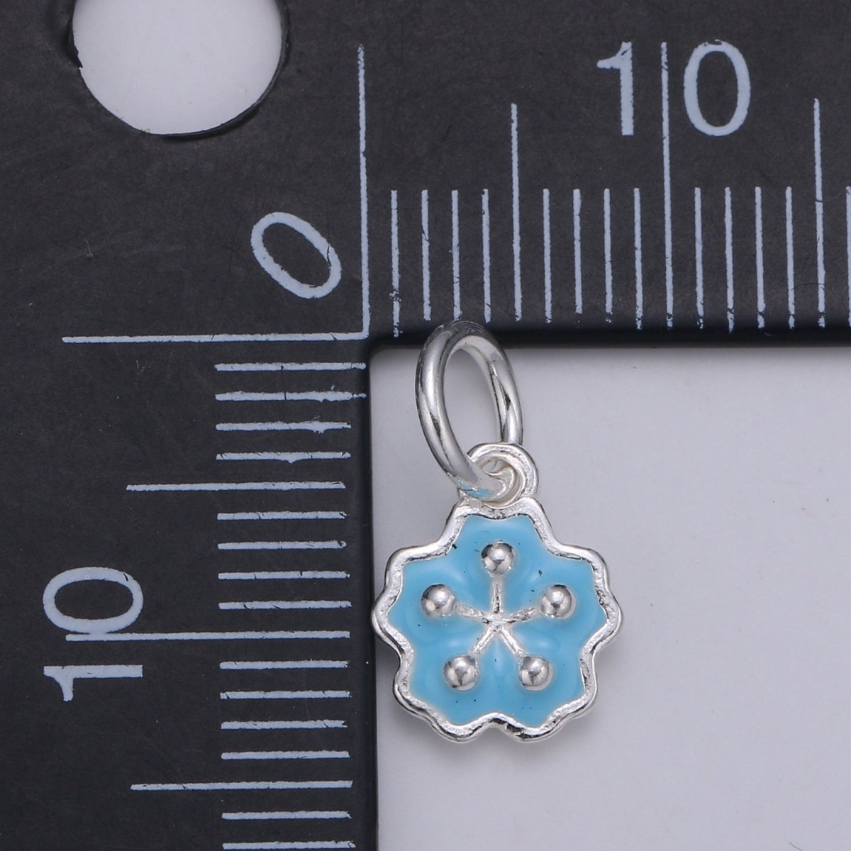 Sterling Silver Flower Charm Baby Blue Pink Flower Charm Dainty Silver Charm 925 Sterling Silver Charm SL-009 SL-010 - DLUXCA