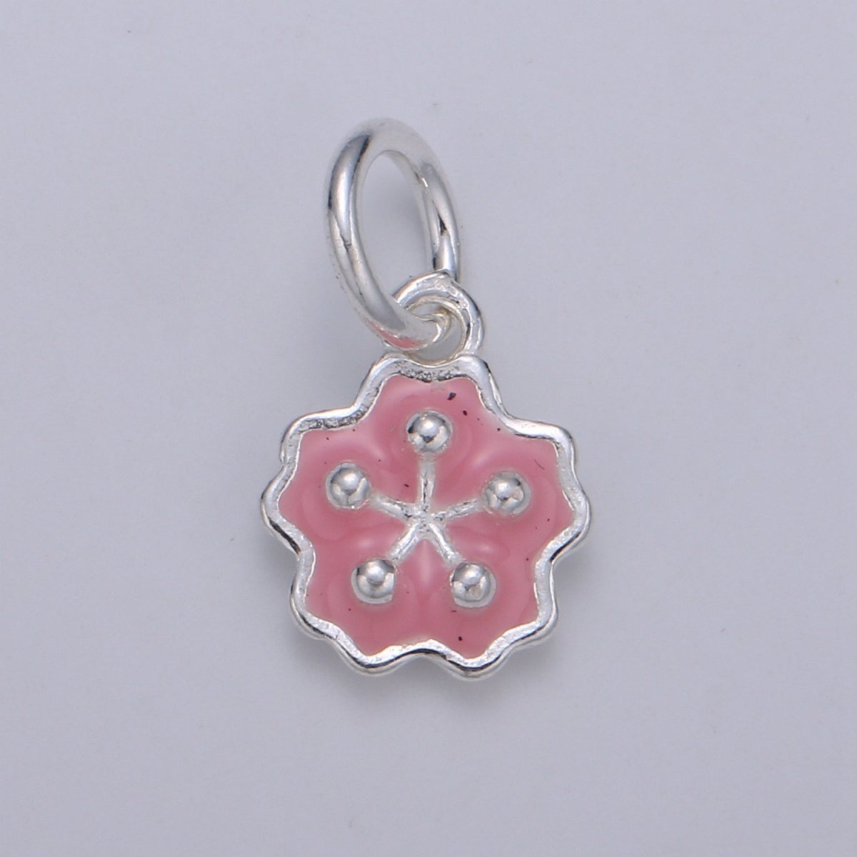 Sterling Silver Flower Charm Baby Blue Pink Flower Charm Dainty Silver Charm 925 Sterling Silver Charm SL-009 SL-010 - DLUXCA