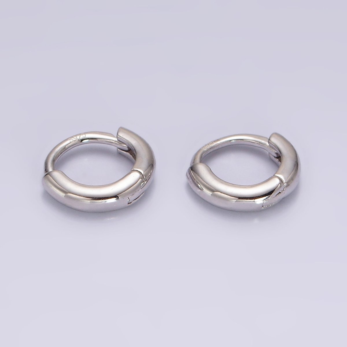Sterling Silver S925 10mm Minimalist Cartilage Huggie Earrings - DLUXCA