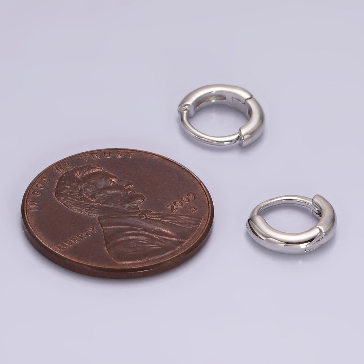 Sterling Silver S925 10mm Minimalist Cartilage Huggie Earrings - DLUXCA