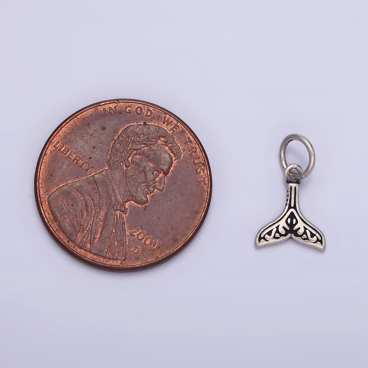 Sterling Silver S925 Artisan Whale Dolphin Tail Add-On Charm | SL-345 - DLUXCA