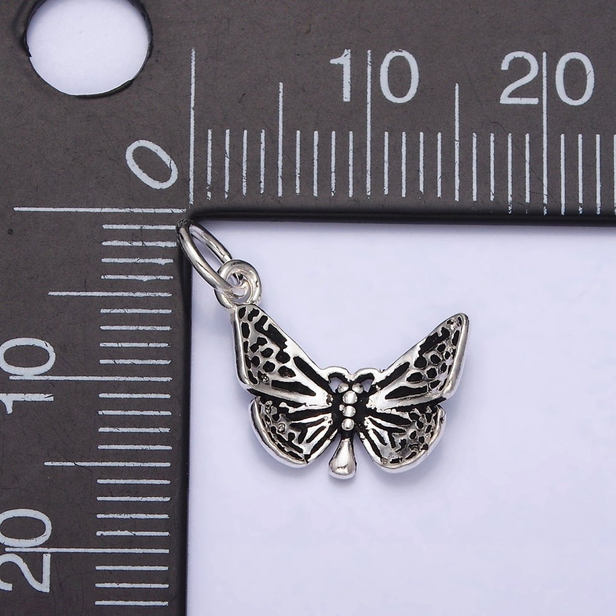 Sterling Silver S925 Dotted Butterfly Mariposa Wings Insect Charm | SL-273 - DLUXCA