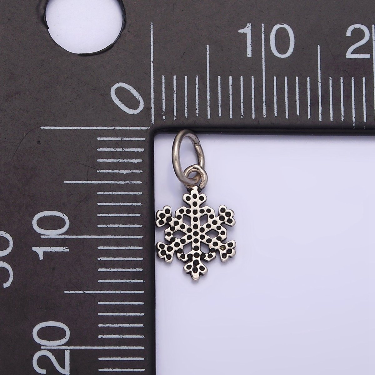 Sterling Silver S925 Dotted Snowflake Mini Add-On Charm | SL-344 - DLUXCA