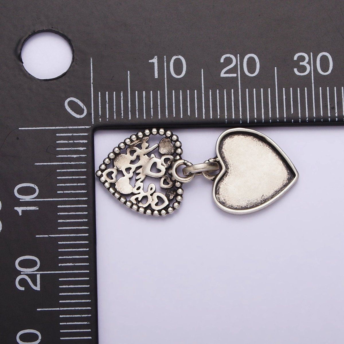 Sterling Silver S925 "Family" Cursive Script Double Open Heart Pendant | SL-329 - DLUXCA