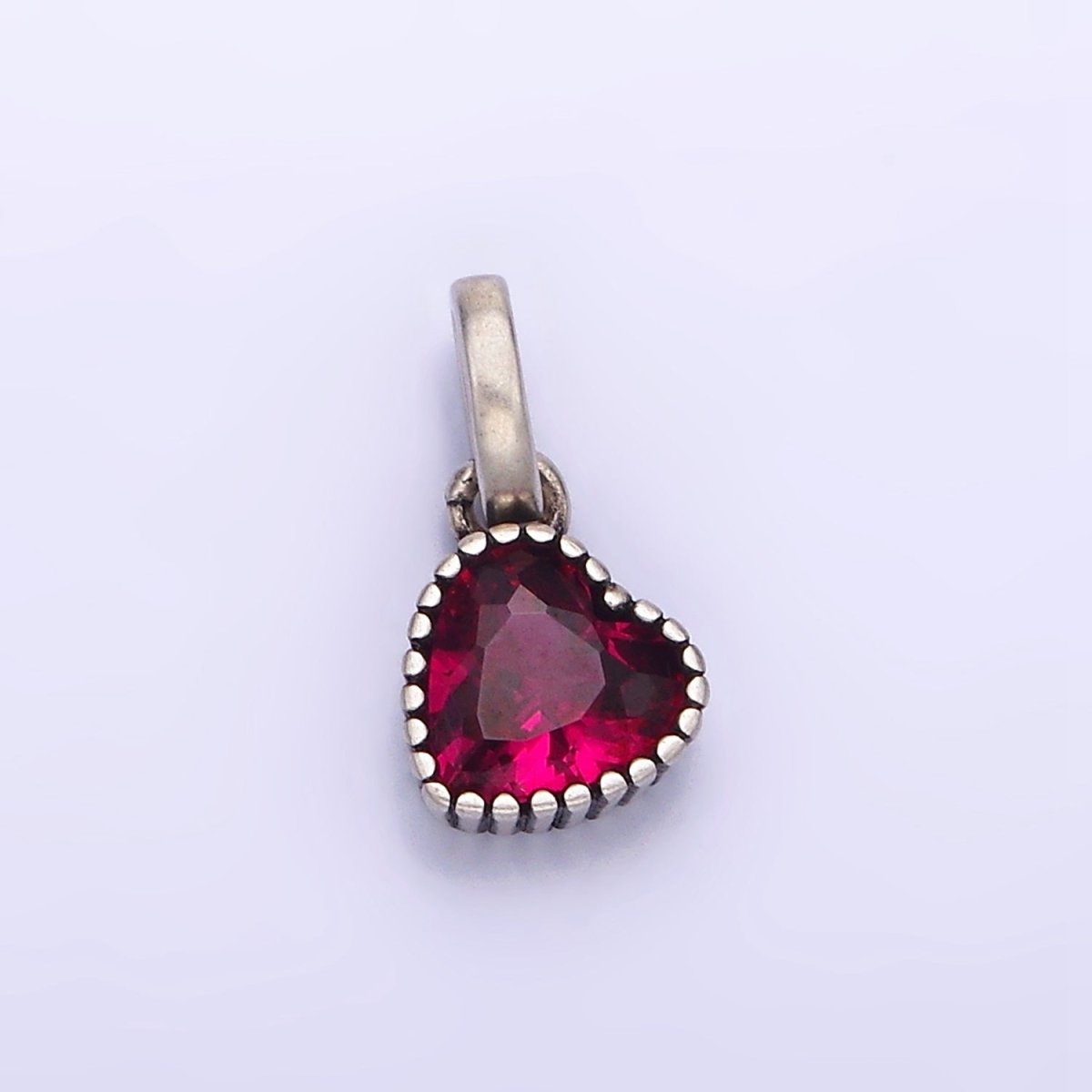 Sterling Silver S925 Fuchsia CZ Heart Pendant | SL-347 - DLUXCA