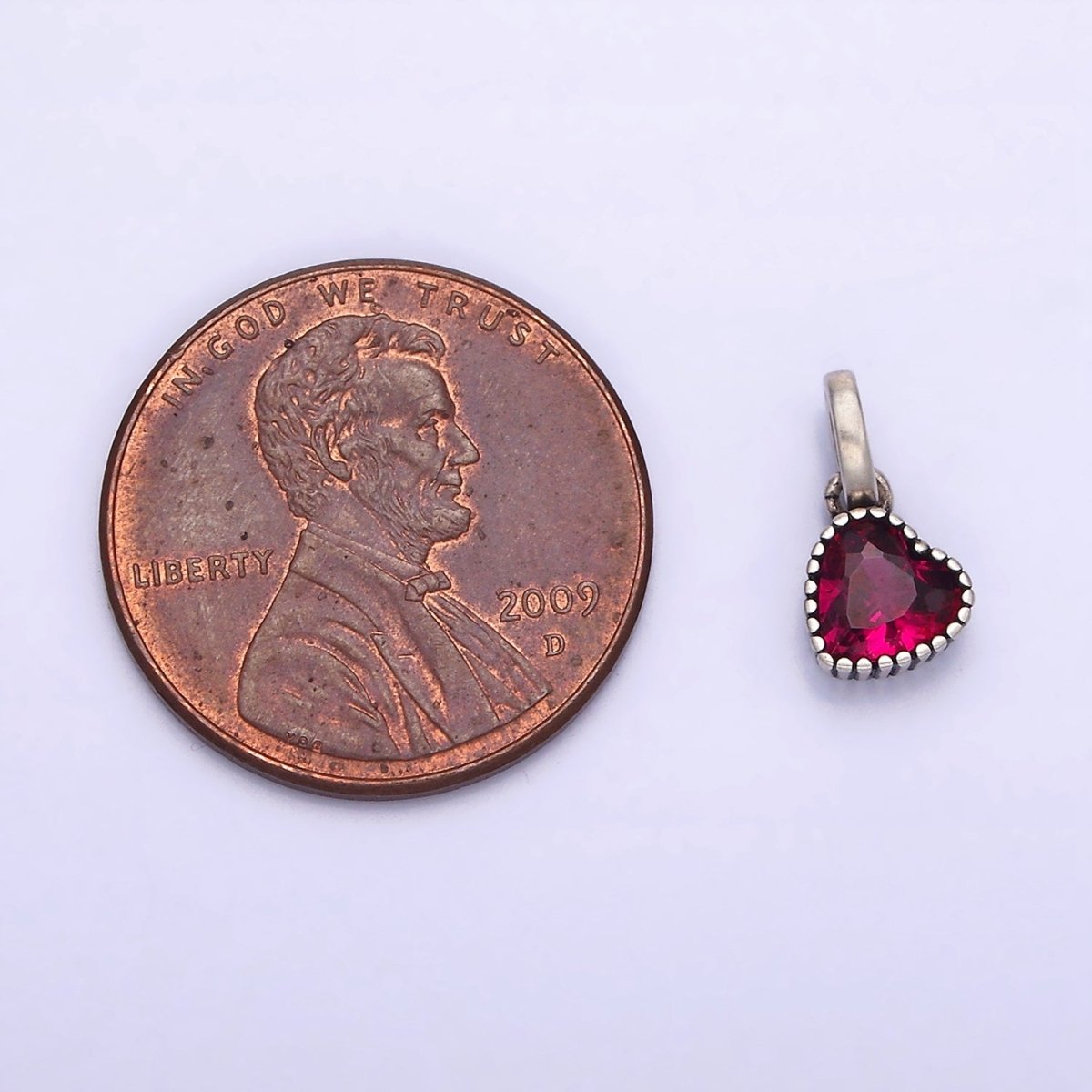 Sterling Silver S925 Fuchsia CZ Heart Pendant | SL-347 - DLUXCA