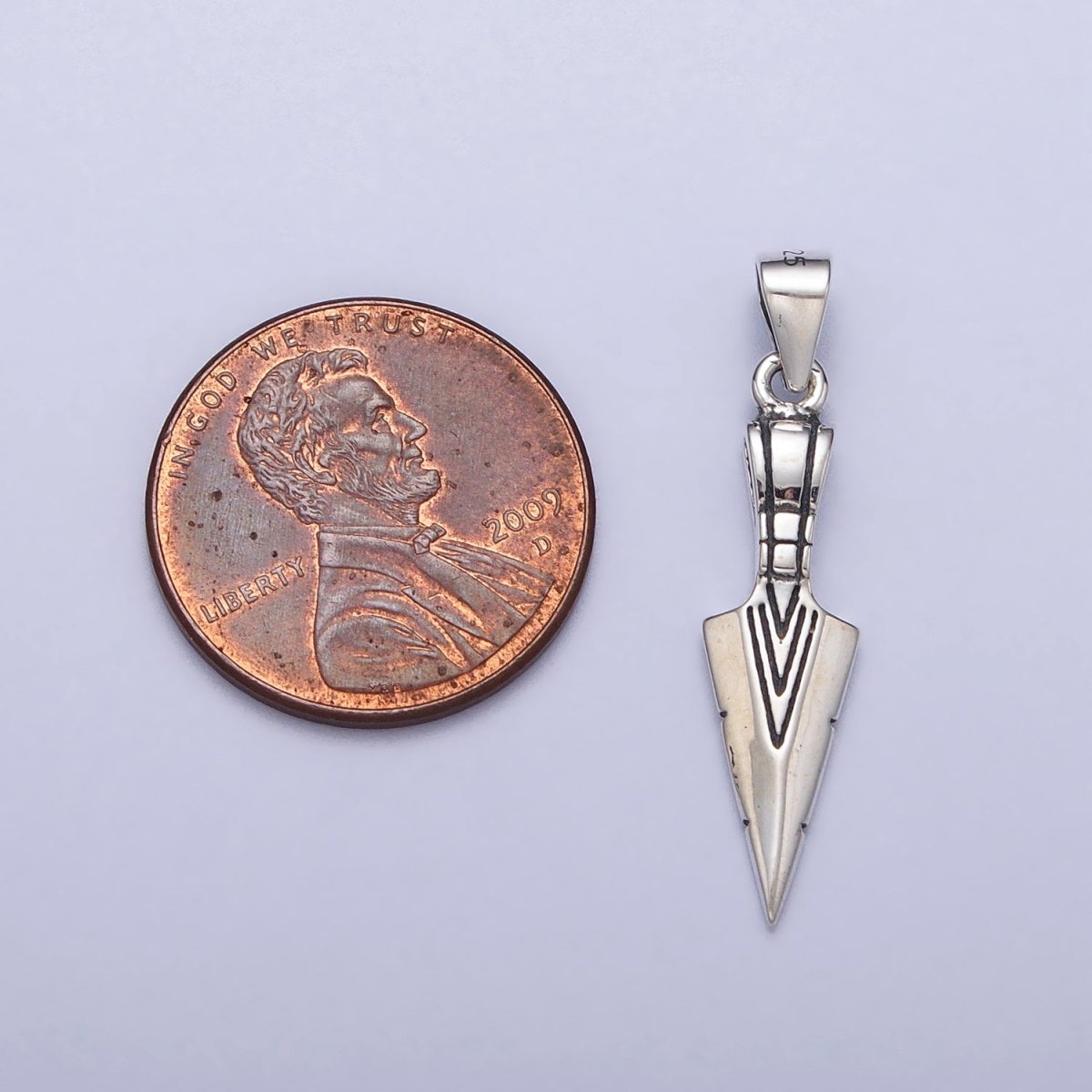 Sterling Silver S925 Line-Engraved Dagger Knife Pendant | SL-399 - DLUXCA