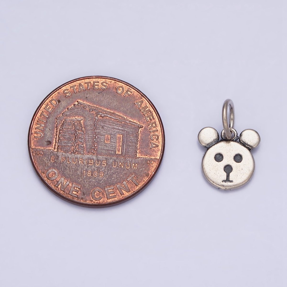 Sterling Silver S925 Mini Bear Head Triple Round Animal Charm | SL-282 - DLUXCA