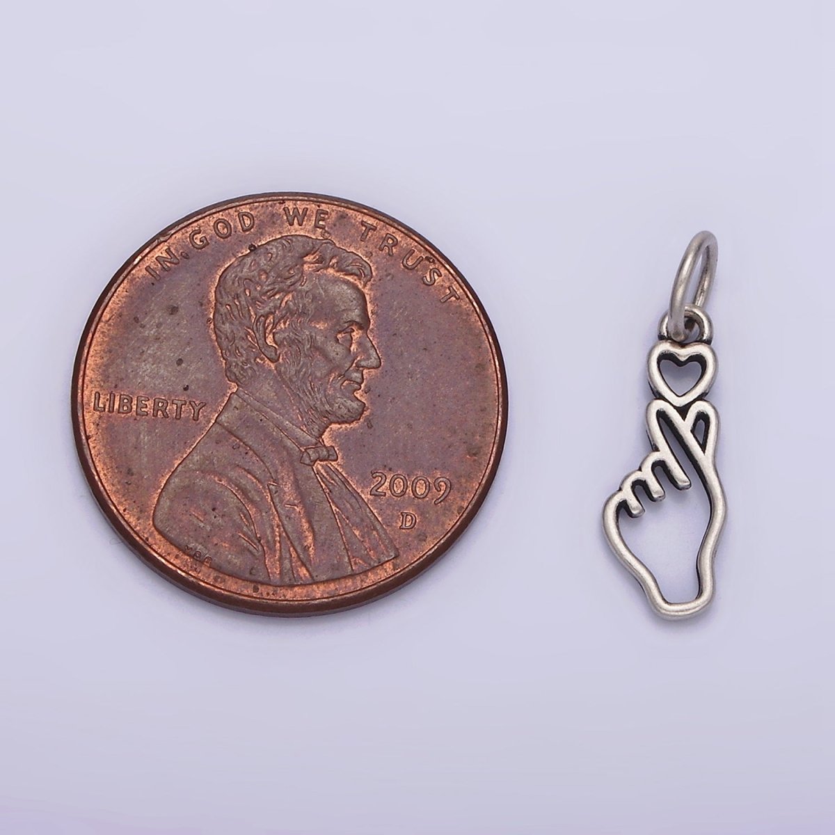 Sterling Silver S925 Mini Heart Love Hand Gesture Open Charm Korean Style | SL-342 - DLUXCA