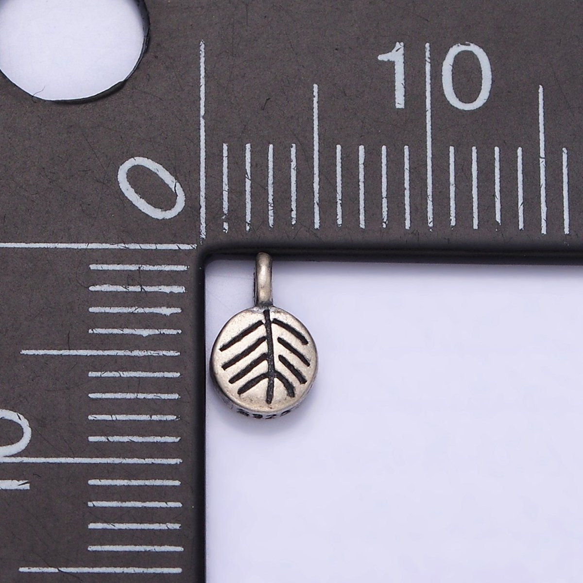 Sterling Silver S925 Mini Lined Leaf Nature Plant Oval Charm | SL-284 - DLUXCA