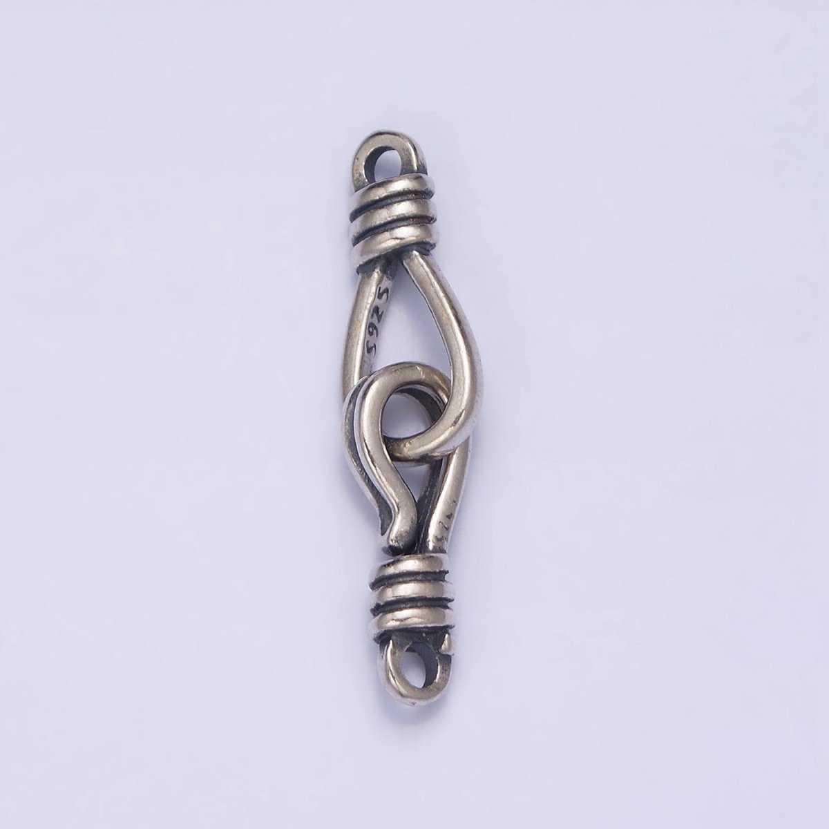 Sterling Silver S925 Oval Double Hook 30mm Connector | SL-291 - DLUXCA