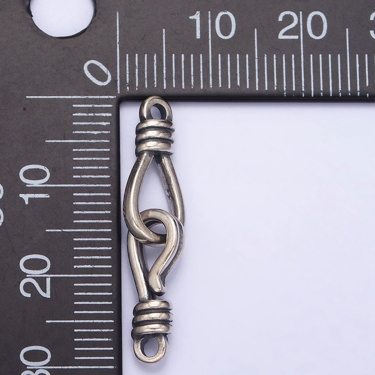 Sterling Silver S925 Oval Double Hook 30mm Connector | SL-291 - DLUXCA