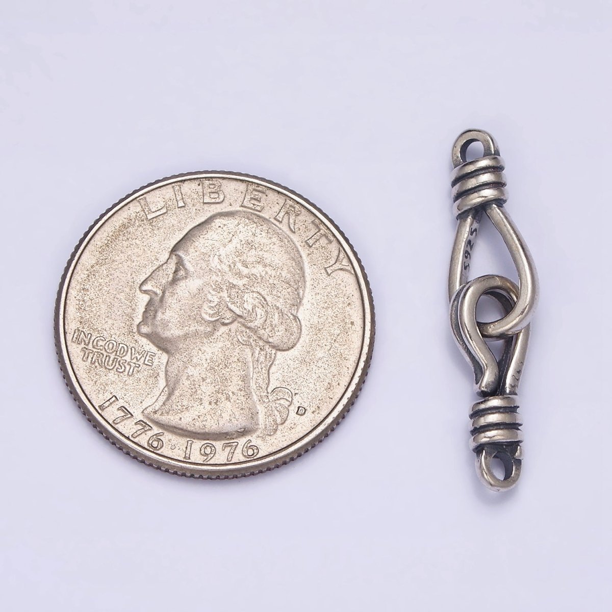 Sterling Silver S925 Oval Double Hook 30mm Connector | SL-291 - DLUXCA