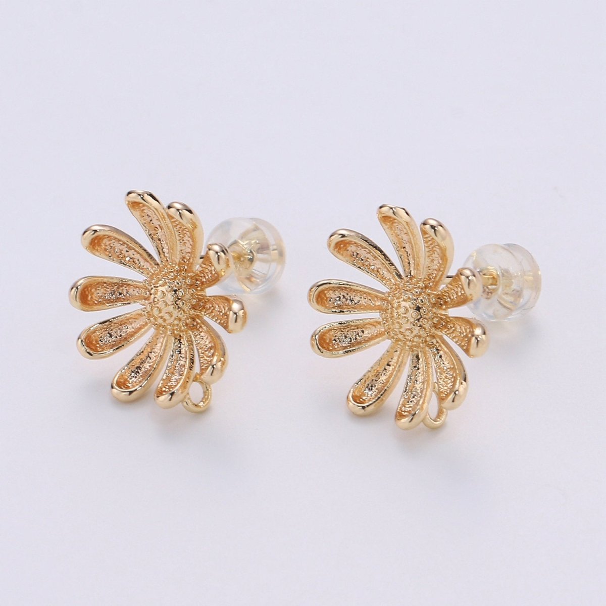 Sun Flower Stud Earring Gold Vermeil Summer Floral Earring DIY Jewelry Component for Christmas Gift K-842 - DLUXCA