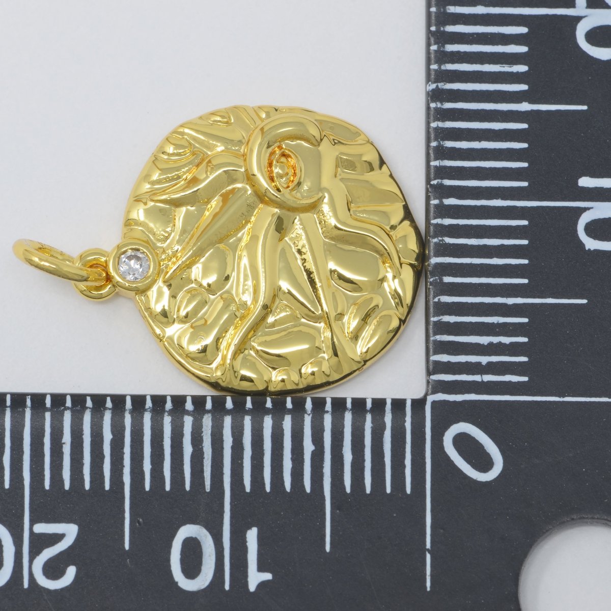 Sun Round Rustic Coin Gold Filled Charm M-382 - DLUXCA