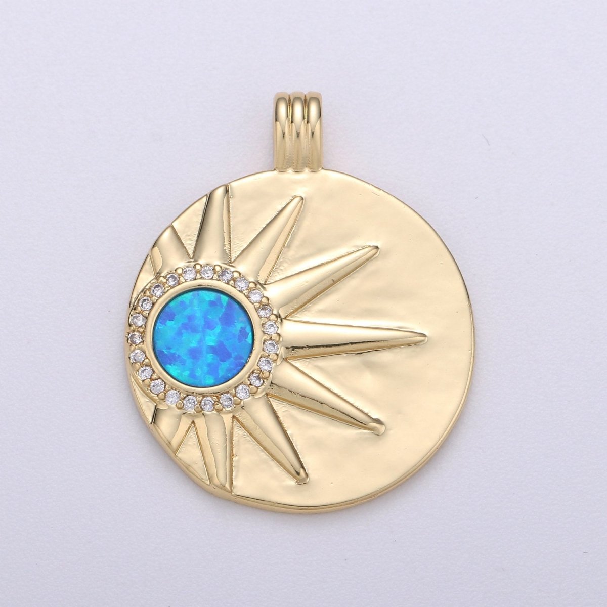 Sun with Opal Pendants • Gold Celestial Pendant • 14k Gold Filled Pendant Medallion Charm Sunburst Jewelry Supply I-711~I-713 - DLUXCA
