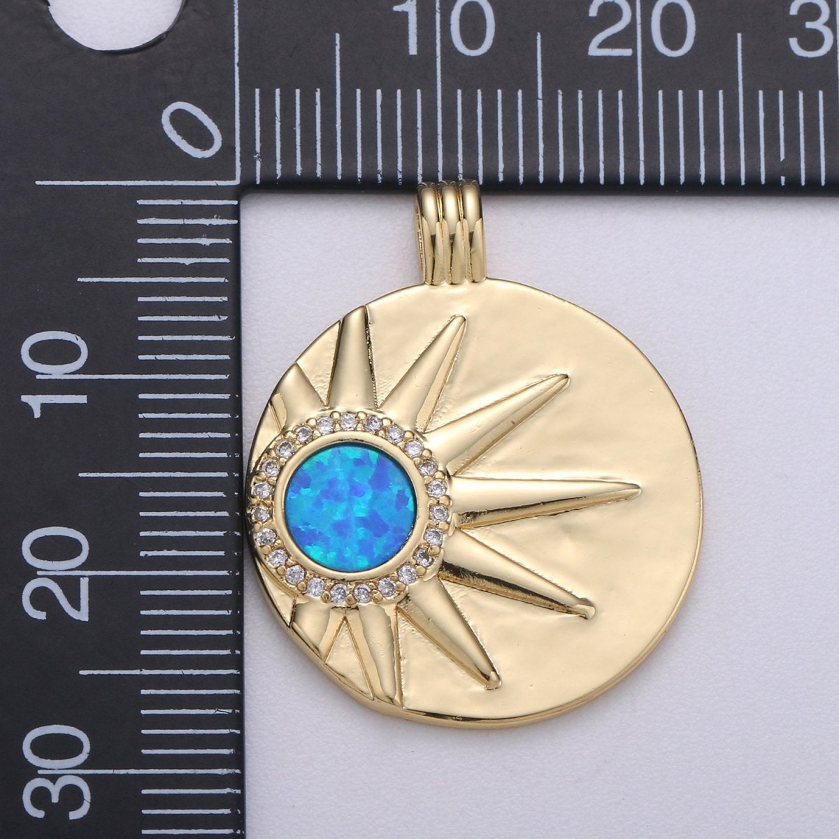Sun with Opal Pendants • Gold Celestial Pendant • 14k Gold Filled Pendant Medallion Charm Sunburst Jewelry Supply I-711~I-713 - DLUXCA