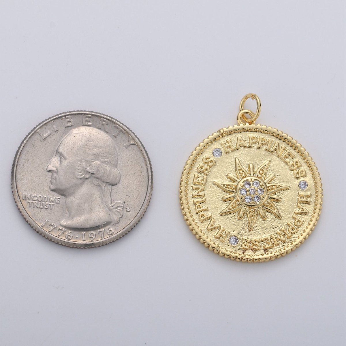 Sunburst pendant, Gold sun medallion, celestial sunburst charm, celestial sun pendant dangle for Jewelry Making Supply D-120 - DLUXCA