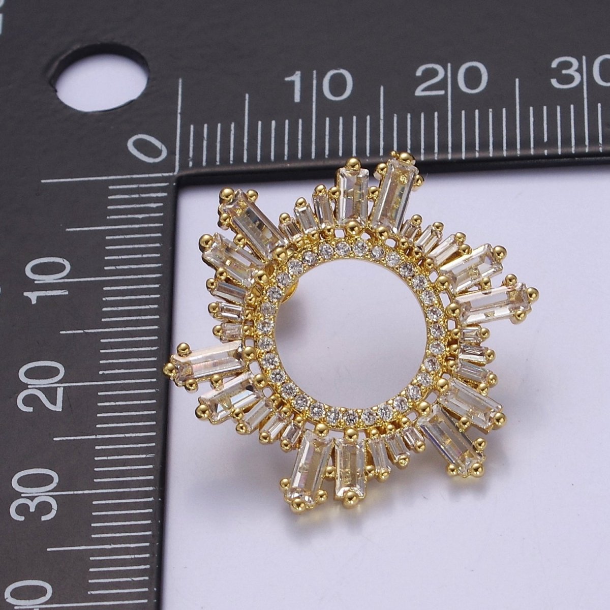 Sunburst Stud Earrings, Sun Ray Stud Earrings, CZ Sunburst Celestial Earring in Gold Filled / Silver V-134 V-135 - DLUXCA